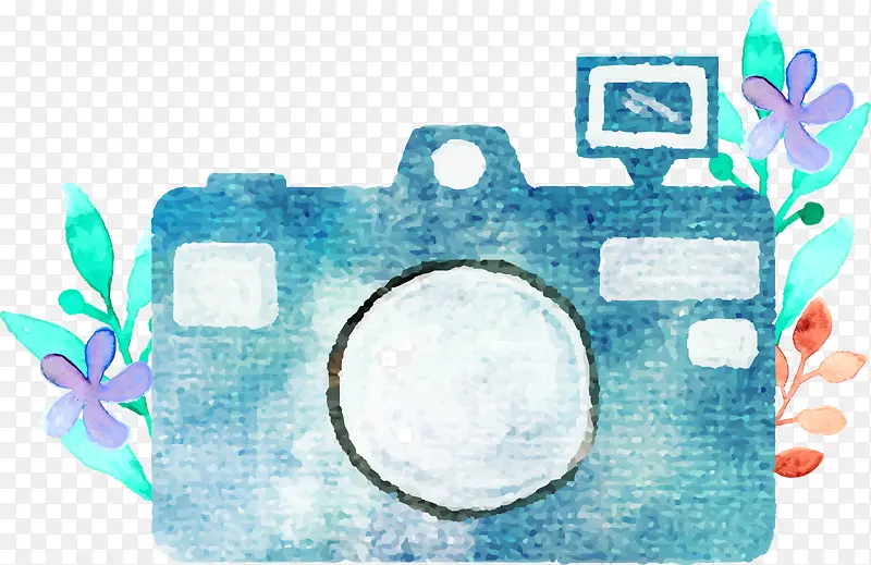 蓝色水墨相机