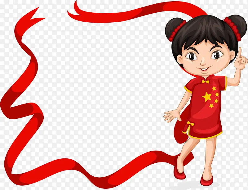 红色旗袍中国女孩
