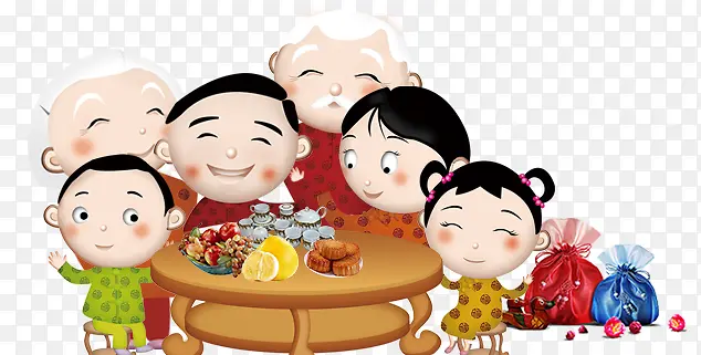 传统中秋节一家人团聚