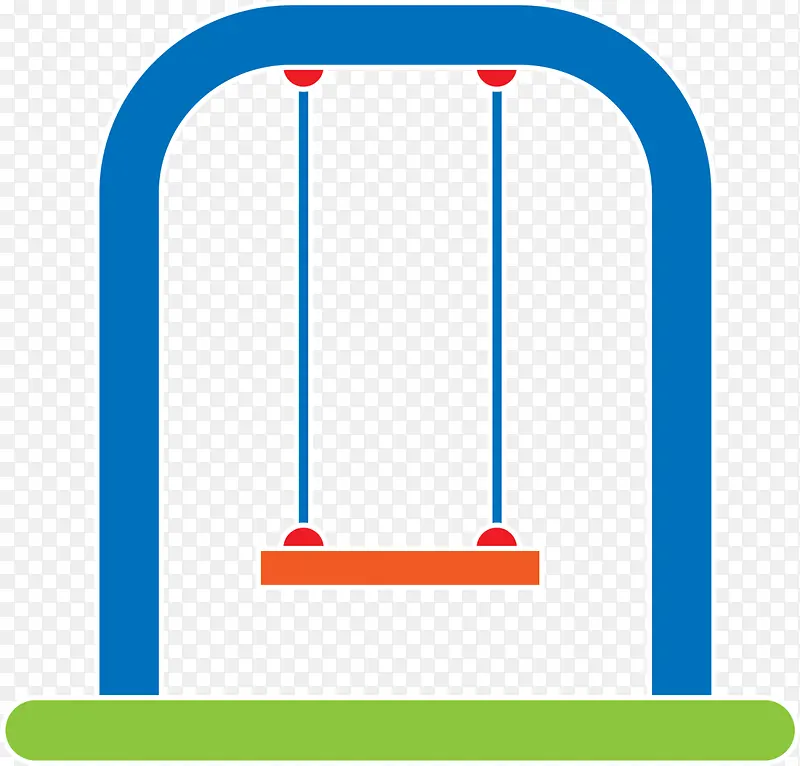 蓝色扁平玩具秋千