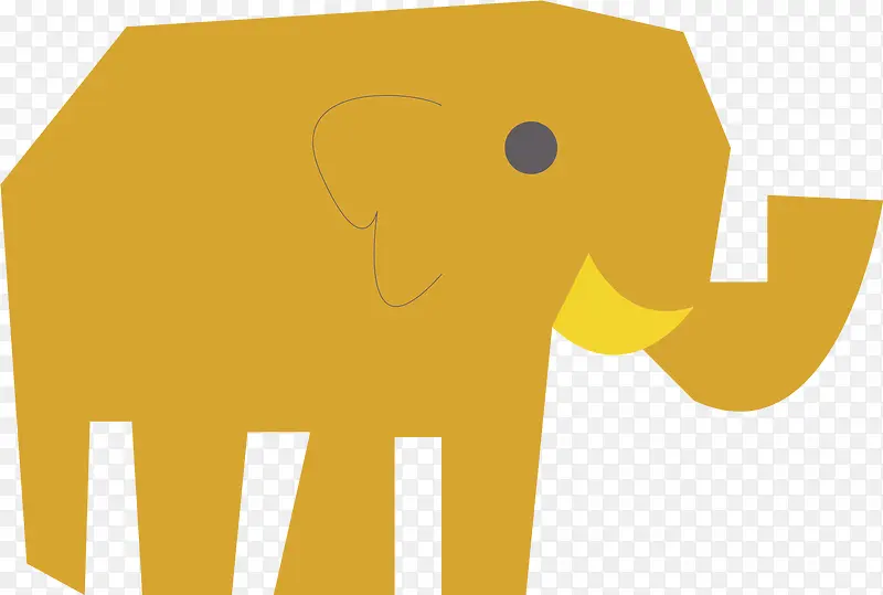 矢量图水彩黄色大象