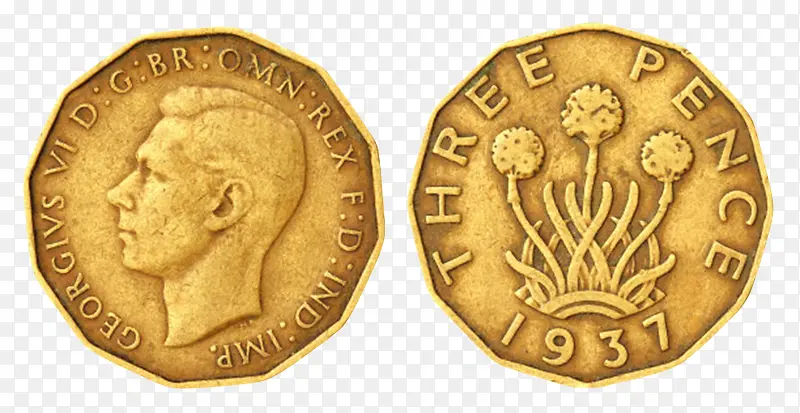 金色1973年代的便士硬币实物