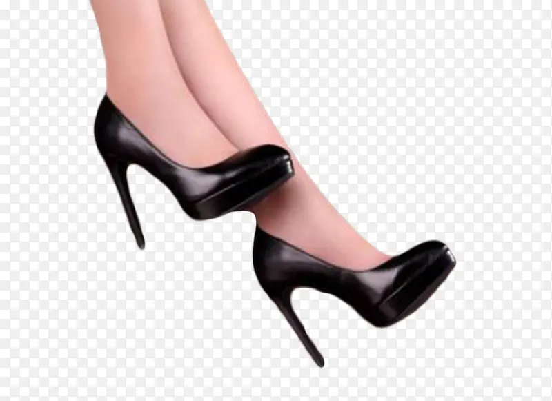 黑色高跟鞋美女的脚