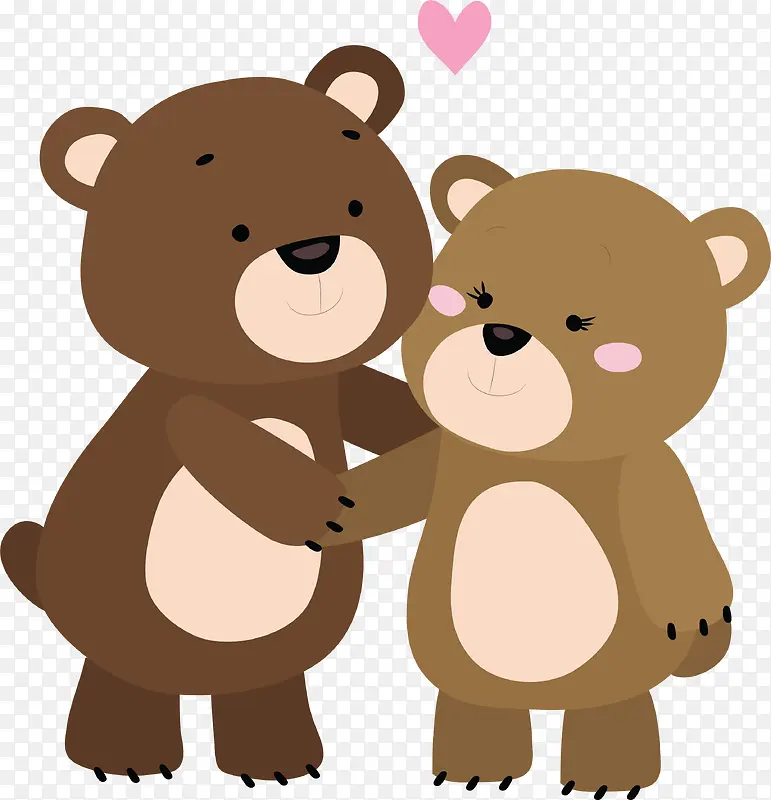 可爱情人节情侣棕熊