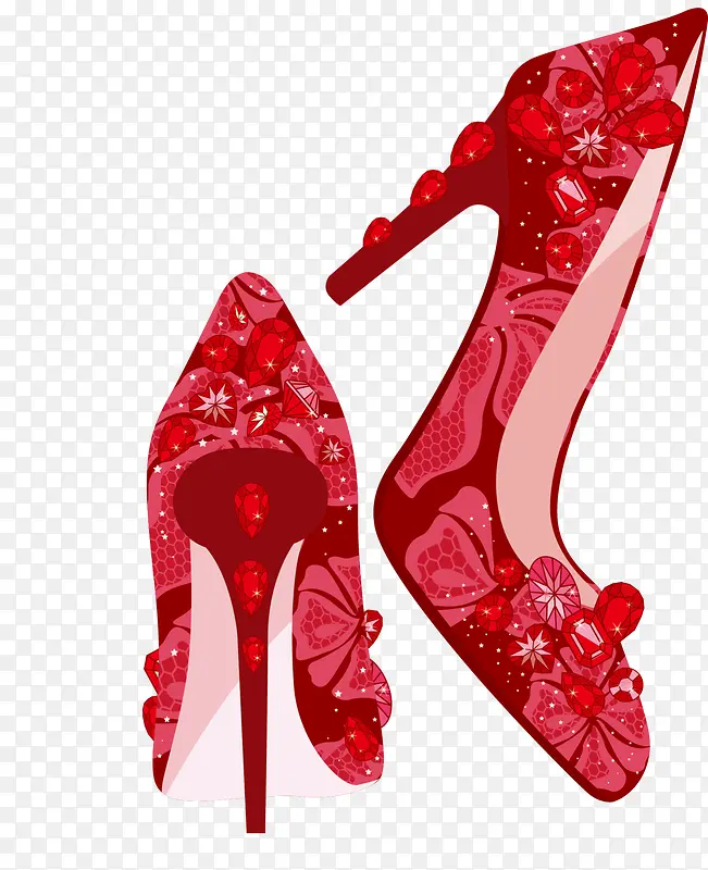 红色闪耀新娘高跟鞋