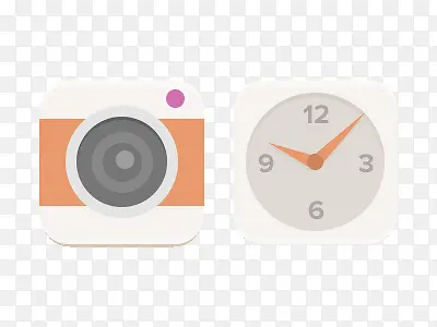 相机和钟表扁平化简单图标