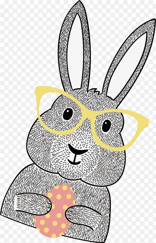 矢量图灰色眼镜兔