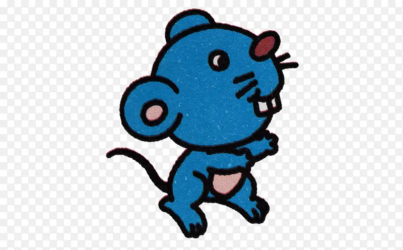 手绘蓝色老鼠