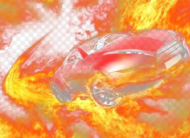 火焰中的汽车