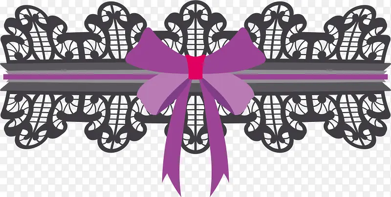 紫色蝴蝶结缠绕蕾丝花边