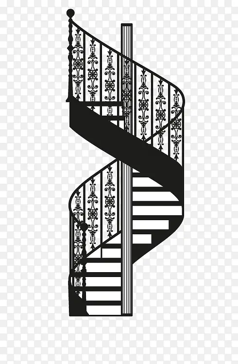 黑色镂空花纹圆形楼梯