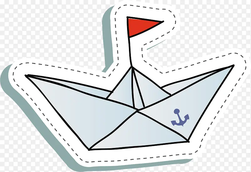 手绘折纸小船