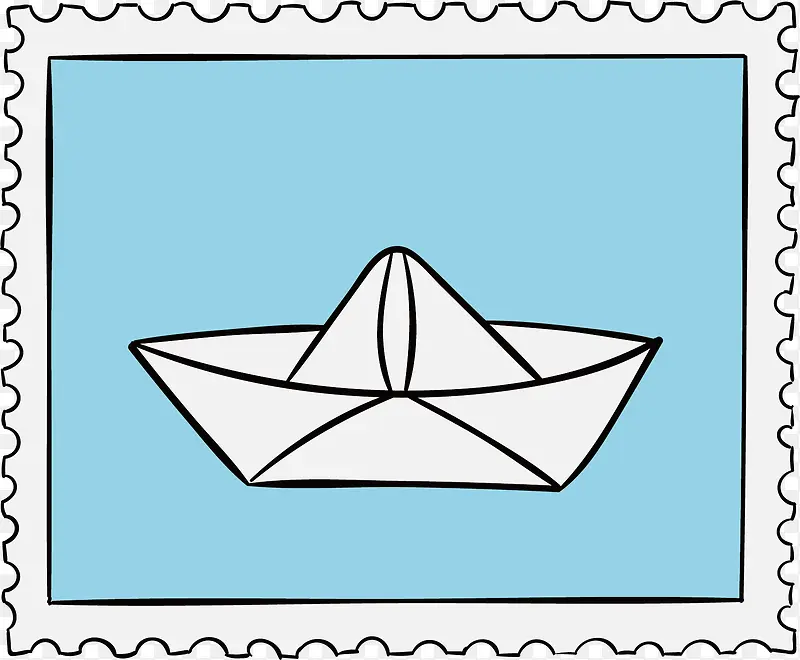 纸船邮票矢量图
