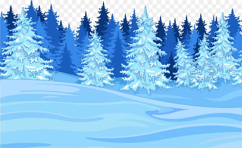 冬日蓝色圣诞树林