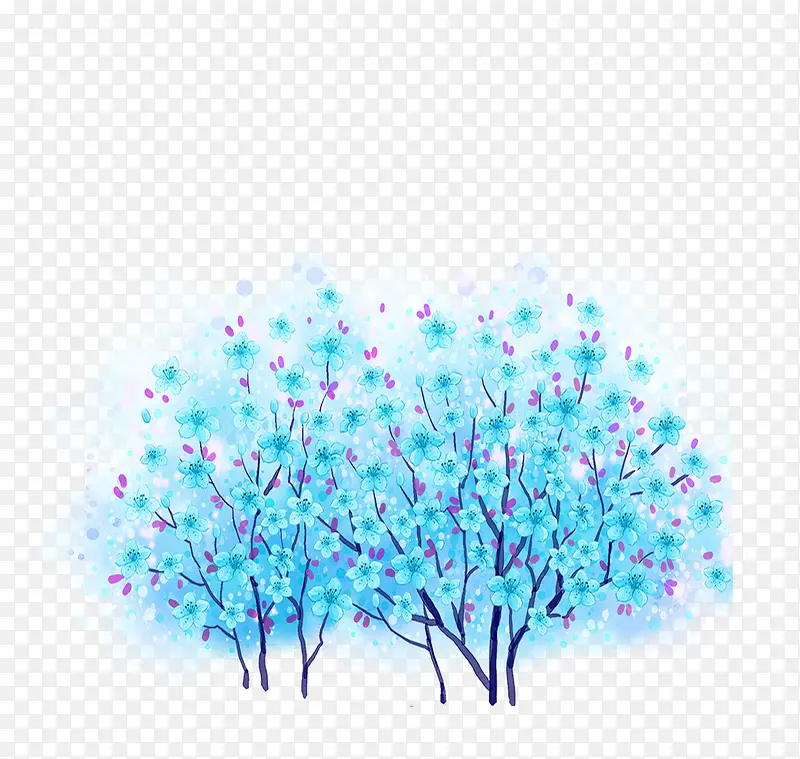 蓝色梦幻大树装饰图案