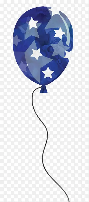 卡通手绘水彩画美国蓝色气球