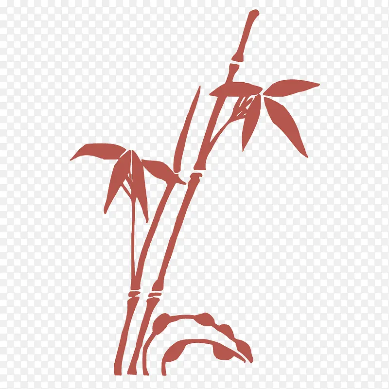 卡通褐色竹子剪影