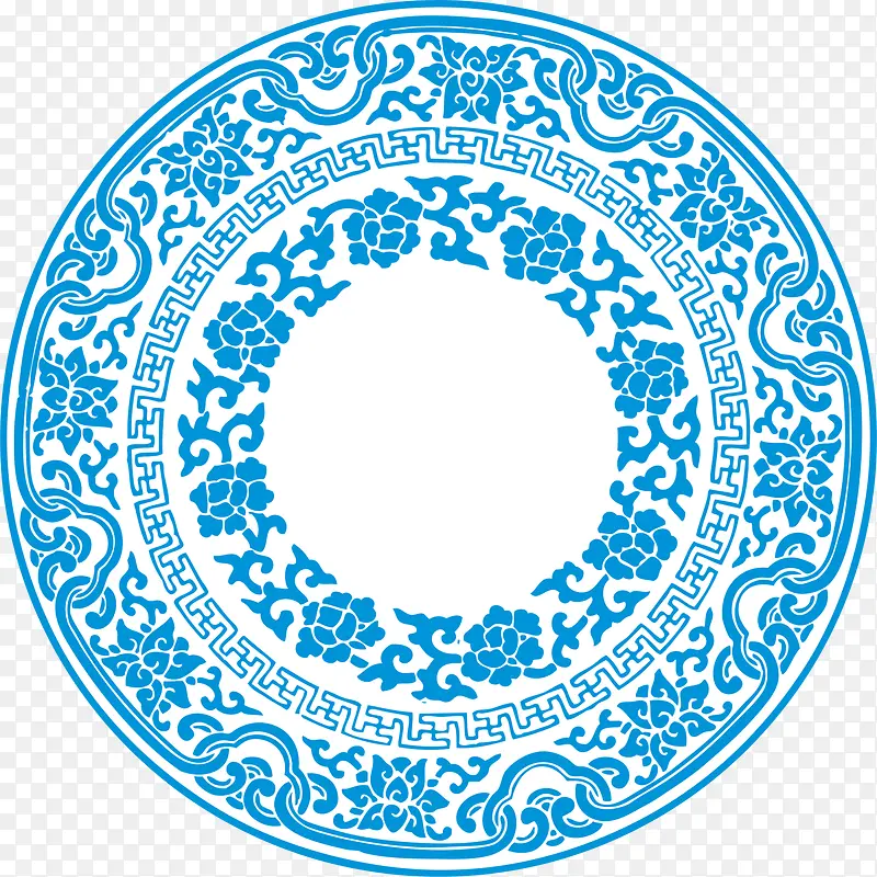 蓝色古典青花瓷背景