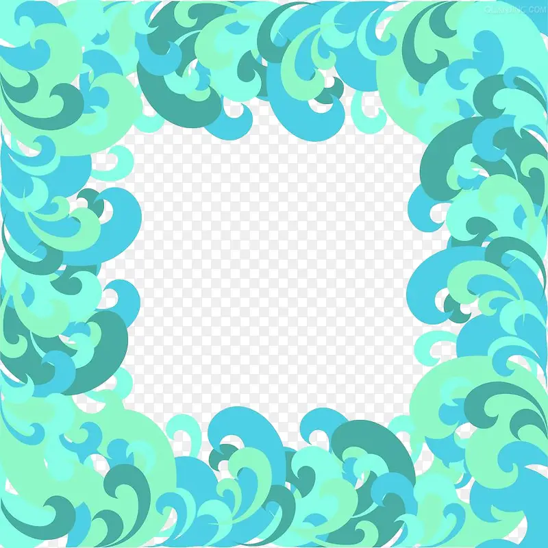 蓝色水花边框装饰