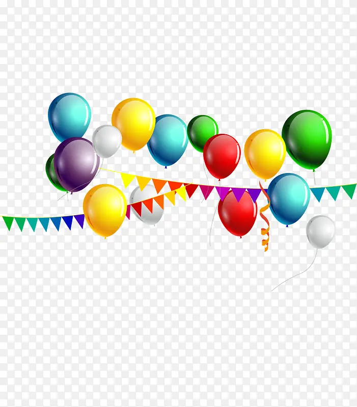 节日气球与彩旗矢量图