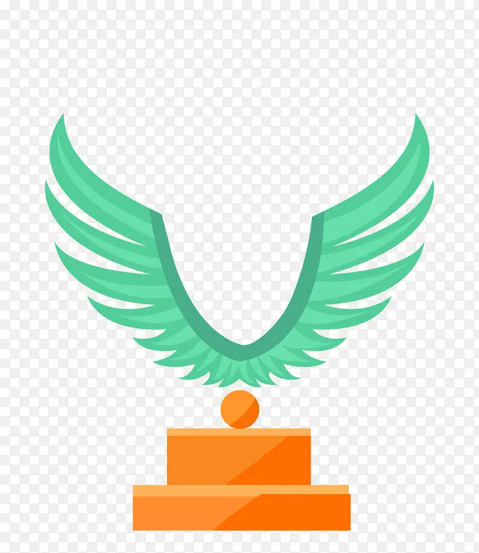 绿色翅膀排名奖牌彩色矢量素材