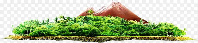 绿色丛林火山夏天