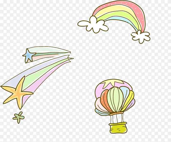 彩虹下的热气球