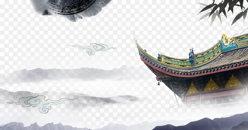 水墨画古代建筑PNG图片素材下载_图片编号7907053-PNG素材网