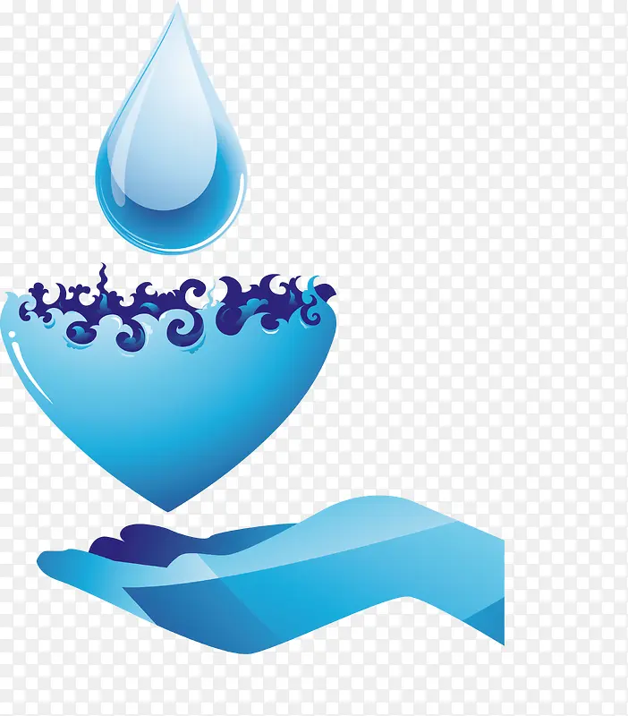 蓝色创意节约用水保护水资源图案