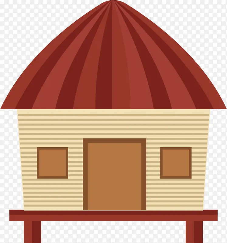 红色屋顶卡通农舍