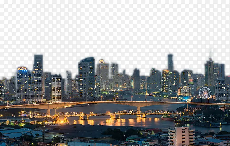 曼谷河流高楼俯视图
