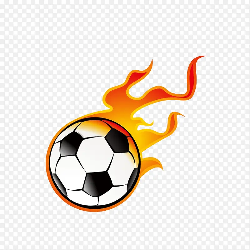 手绘向下掉落带火焰的足球素材