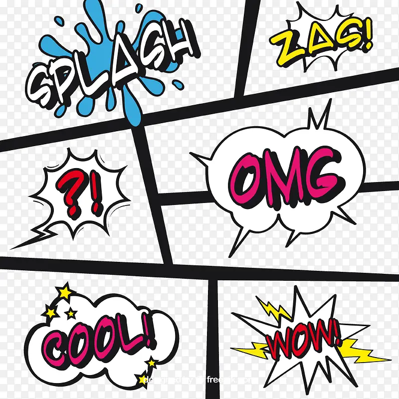 丰富多彩的漫画插图和拟声词PNG图片素材下载_图片编号7909043-PNG素材网