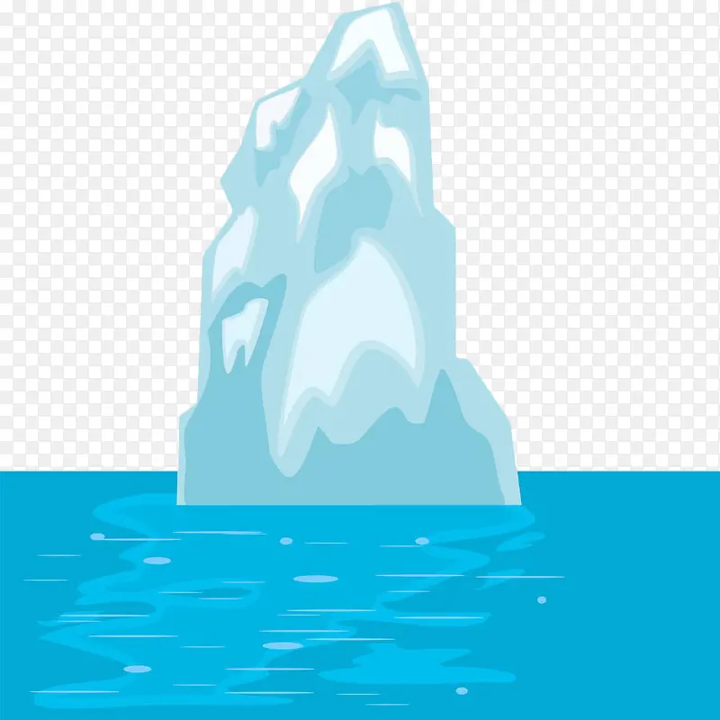 手绘海面冰山