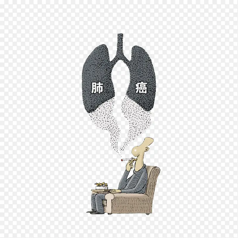 卡通手绘人物肺癌