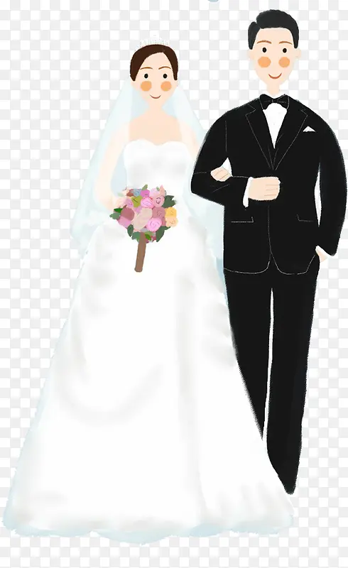 彩色结婚婚姻卡通插画