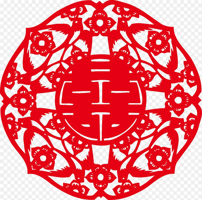 圆形囍字剪纸素材图PNG图片素材下载_图片编号7912246-PNG素材网