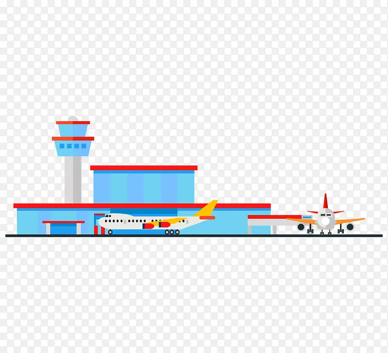 彩色手绘的飞机场