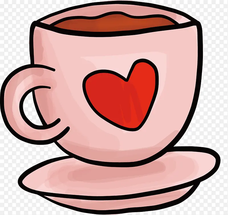 粉红色爱心花纹咖啡杯