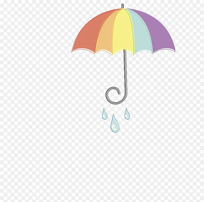 可爱卡通插图下雨天彩虹长柄伞