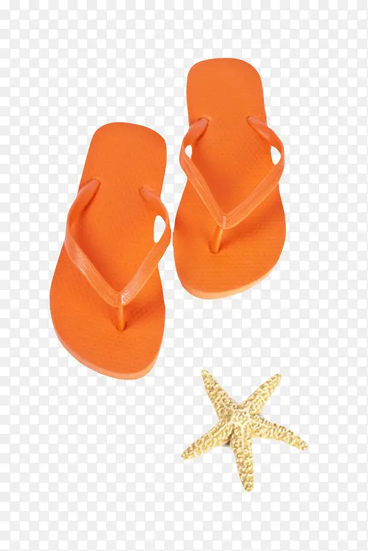 橙色不易吸水的简约的海边沙滩鞋
