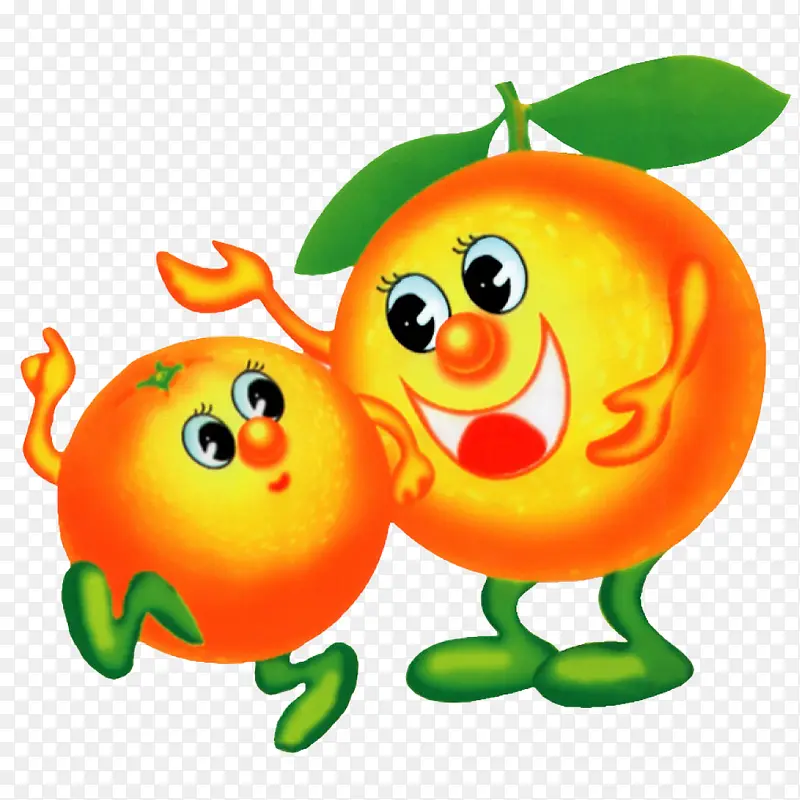 卡通可爱的两个香橙