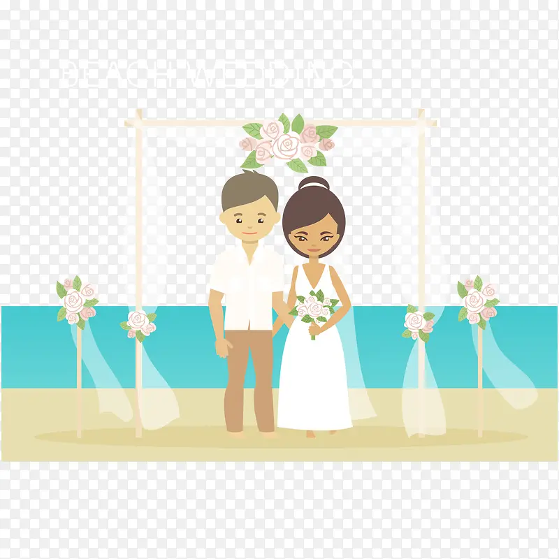海滩婚礼矢量插画