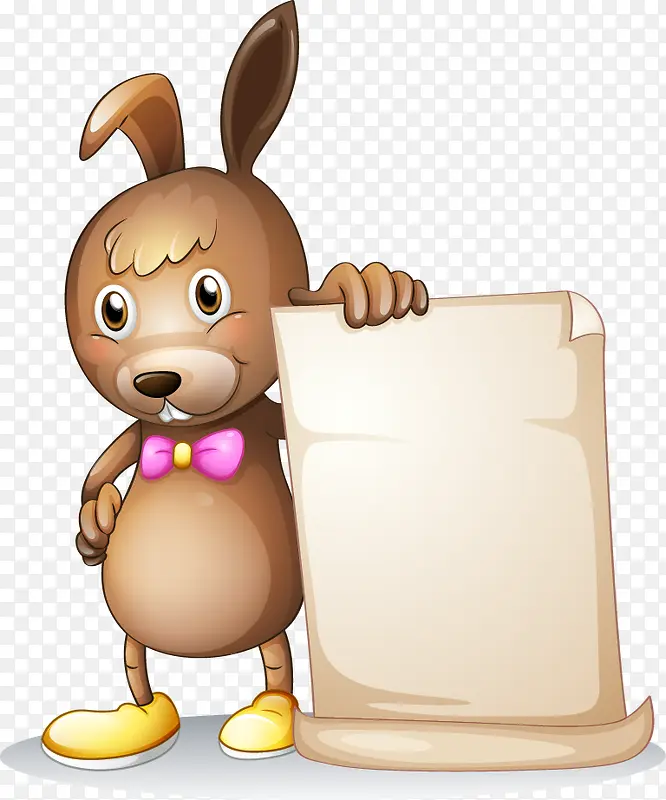 矢量卡通拿白纸的兔子