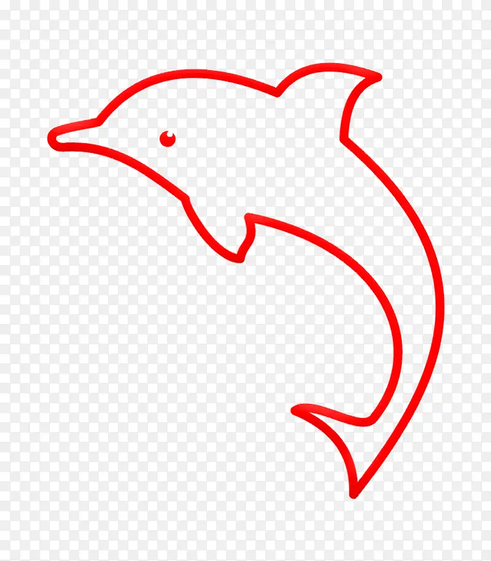 红色线条海豚手绘图