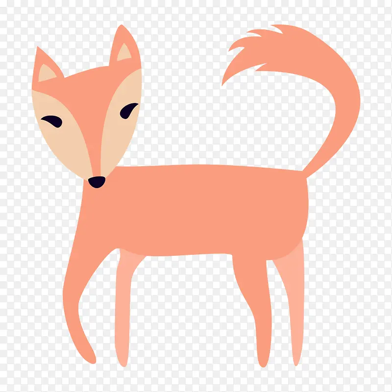 红色扁平化狐狸元素