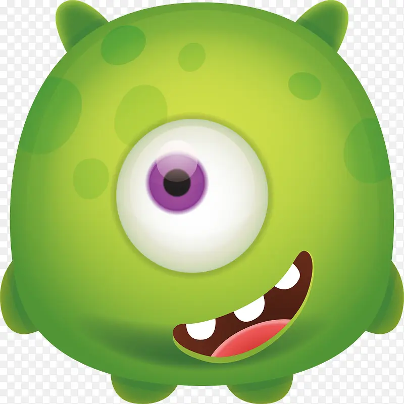 绿色卡通一只眼怪物