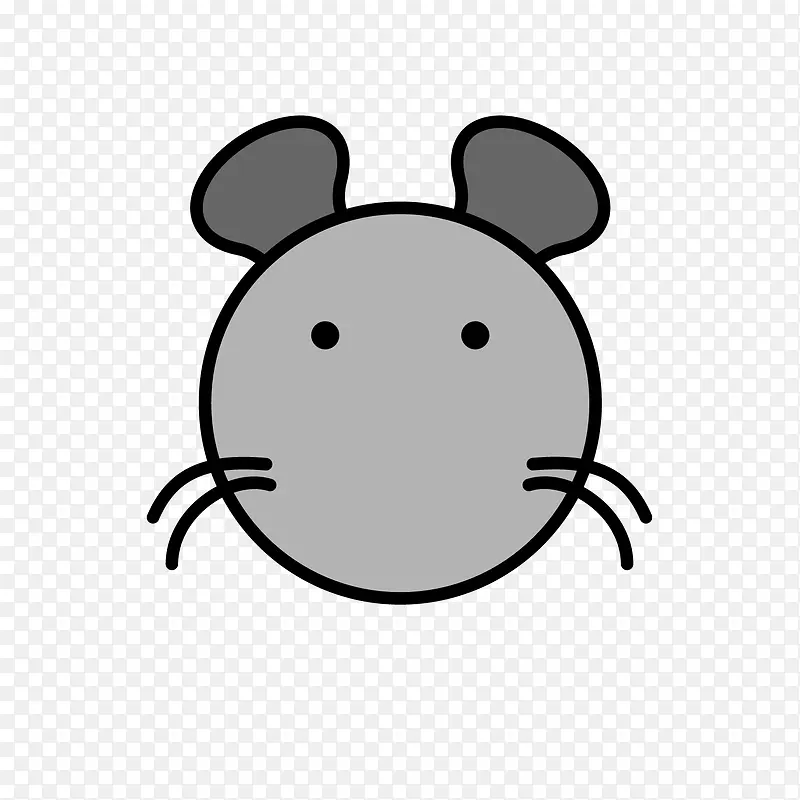 灰色手绘老鼠卡通图标