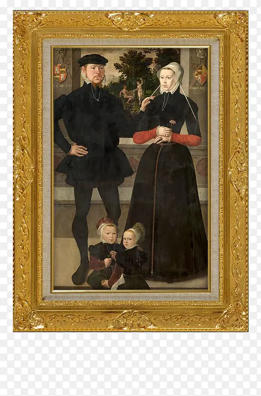 古典欧洲贵族的家庭合照装饰油画