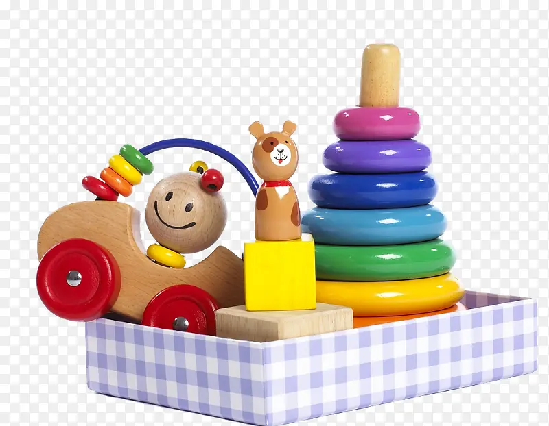 鲜艳儿童一盒木质玩具免扣图